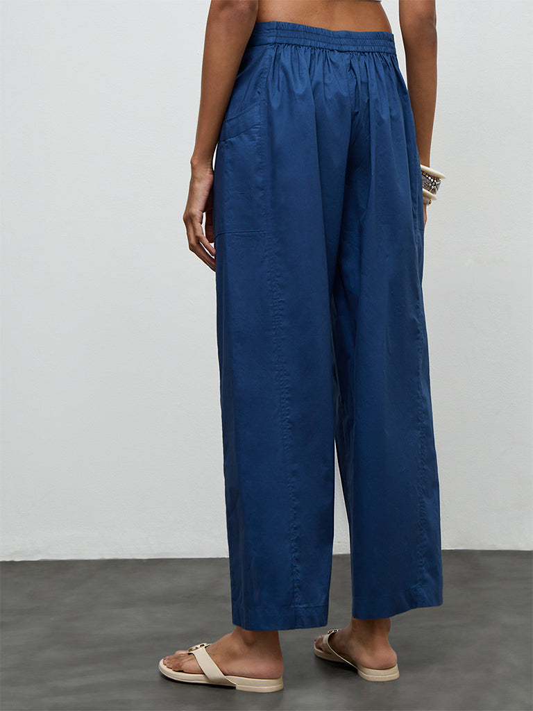 Utsa Indigo Solid Cotton Pants