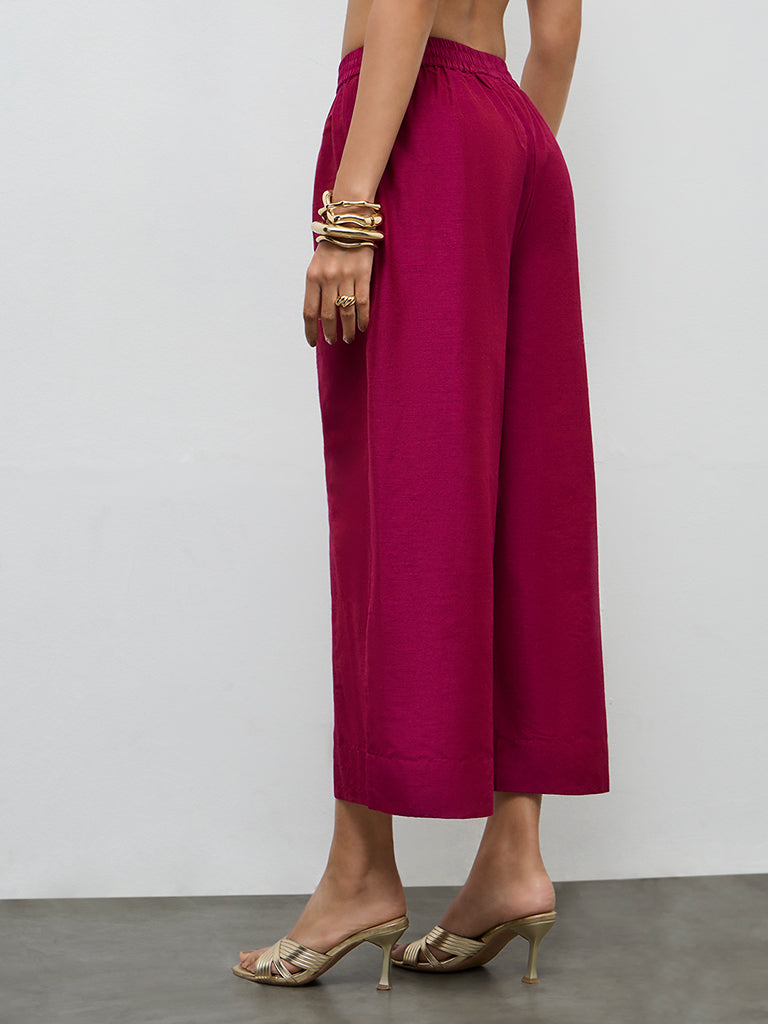 Utsa Maroon Solid Pants