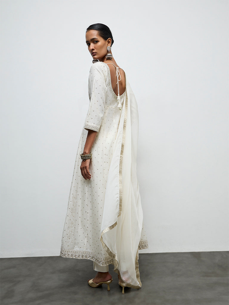 Vark Ivory Embellished Ethnic Anarkali Set