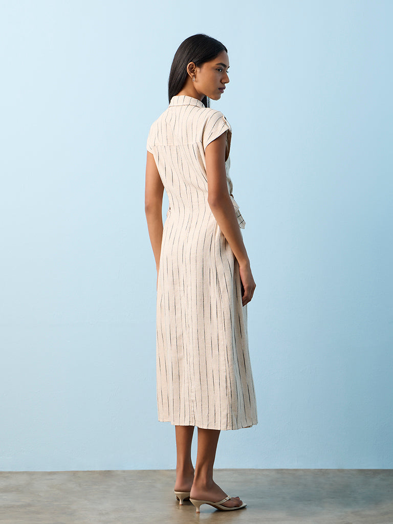 LOV Beige Embroidered Shirt Dress