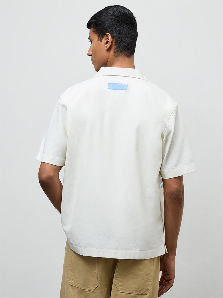 Nuon Off-White Botanical Printed Relaxed-Fit Cotton Shirt