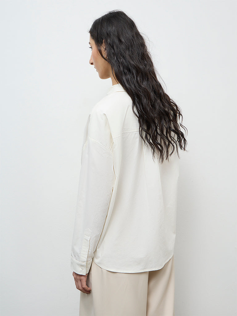 Nuon Cream Buckle-Detailed Cotton Shirt