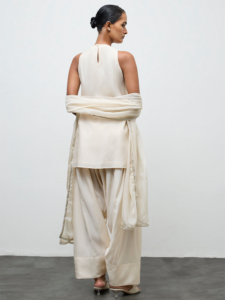 Vark Off-White Embellished Ethnic Set