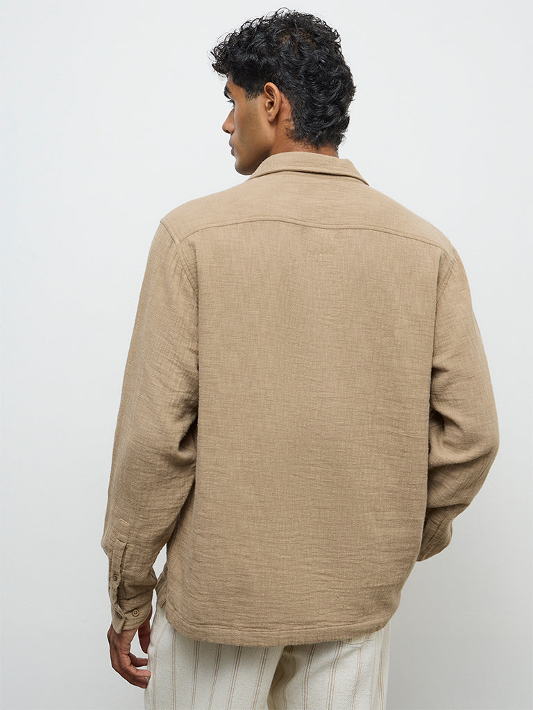 ETA Taupe Relaxed-Fit Cotton Shirt