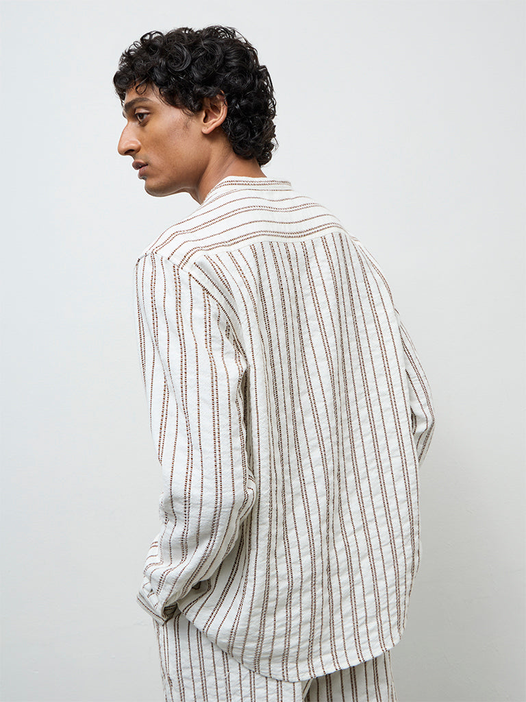 ETA White Striped Relaxed-Fit Cotton Shirt