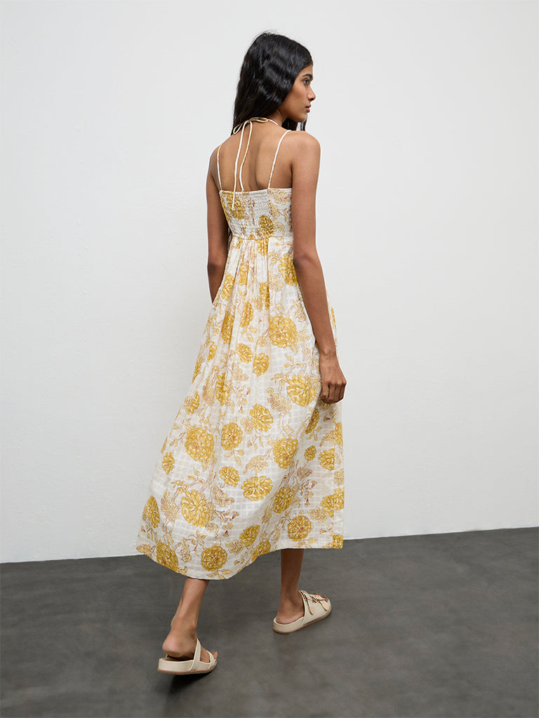 Bombay Paisley Yellow Printed Cotton A-Line Dress