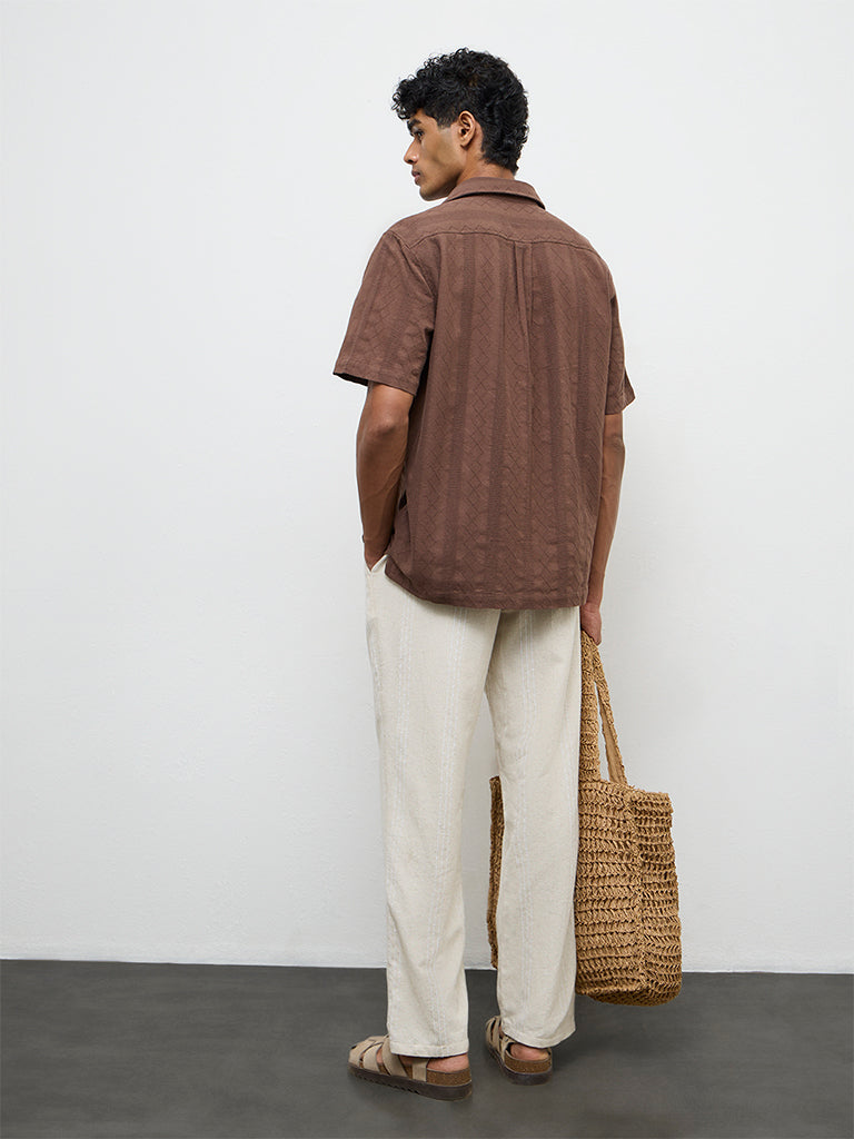 ETA Striped Off-White Relaxed-Fit Mid-Rise Chinos