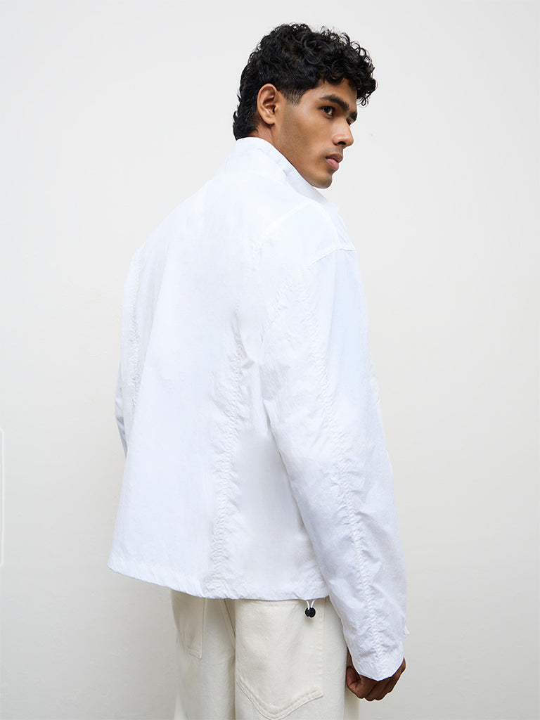 Nuon White Drawstring-Detail Relaxed-Fit Jacket