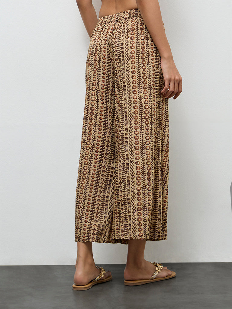 Utsa Taupe Printed Pants
