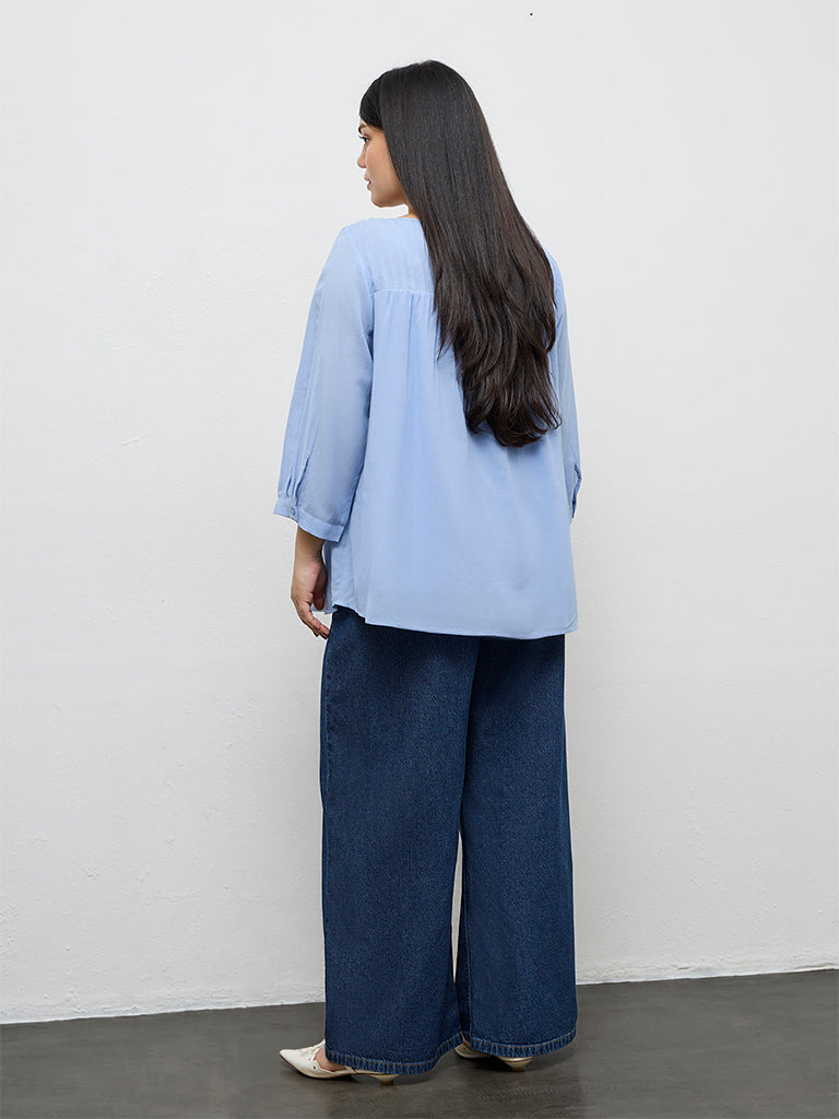 Gia Dark Blue Straight-Fit High-Rise Jeans