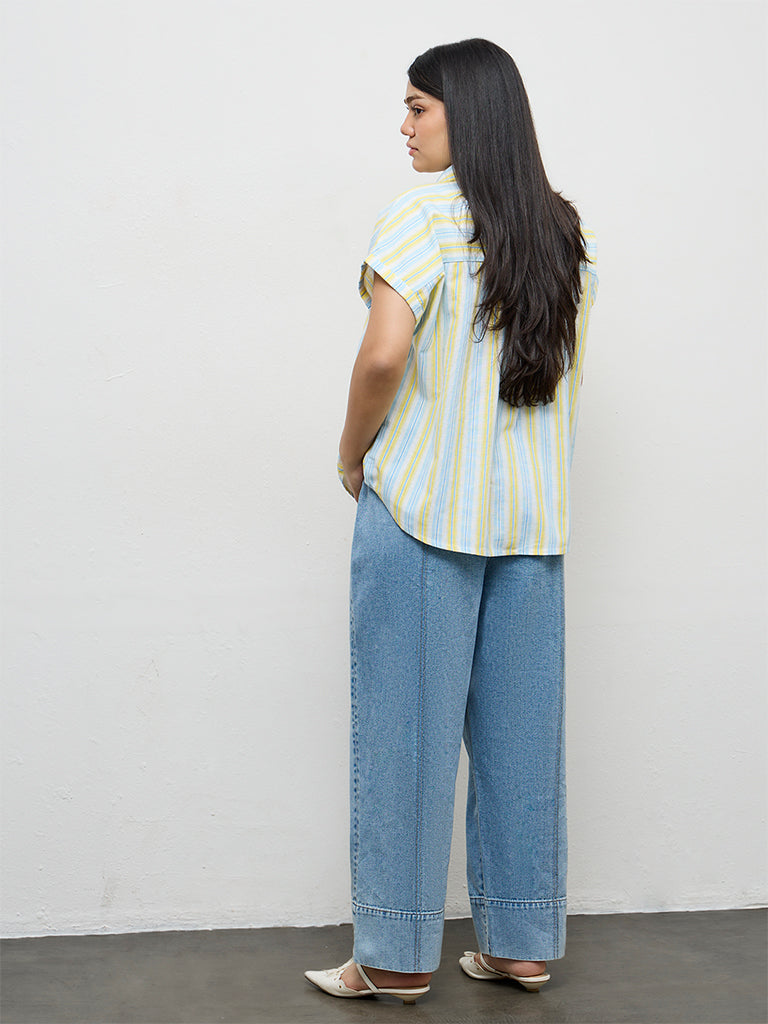 Gia Blue Faded High-Rise Relaxed Fit Jeans