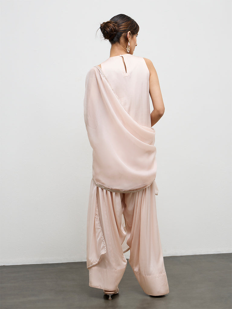 Vark Peach Embellished Ethnic Set