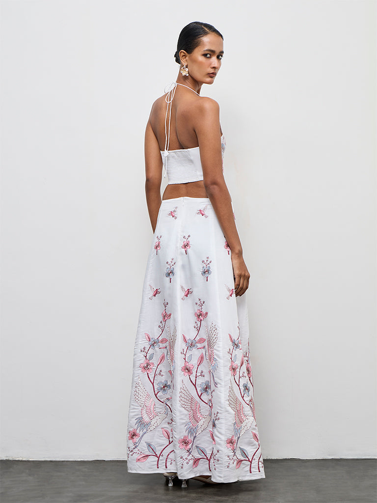 Vark White Embroidered Skirt