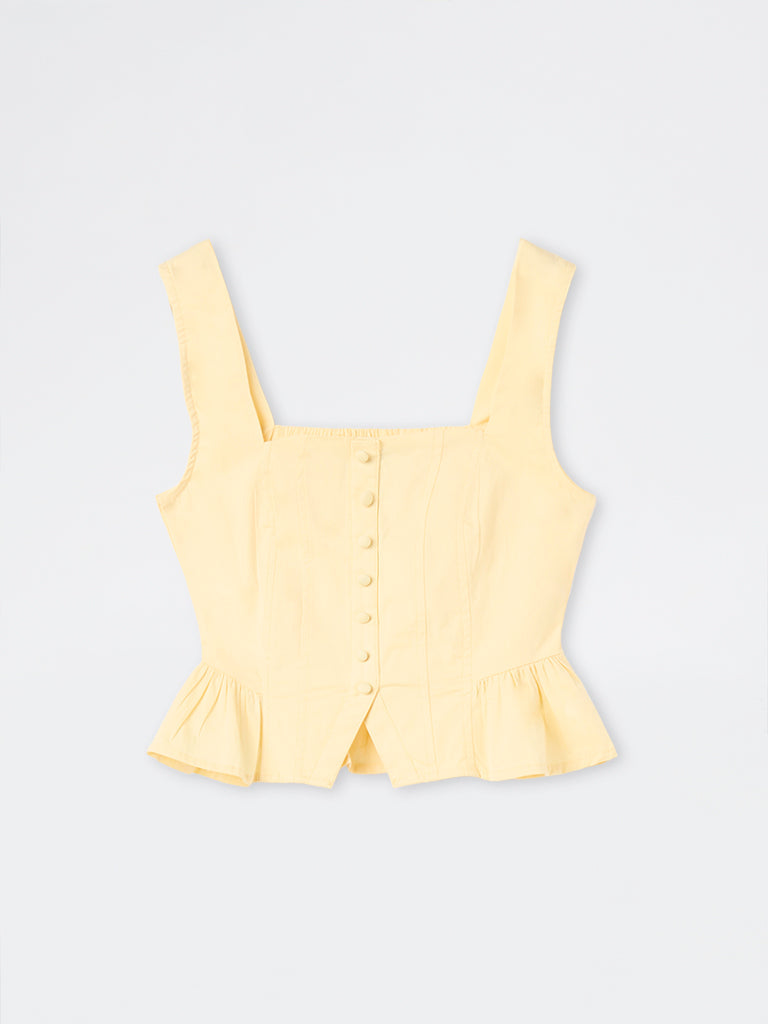 Nuon Yellow Cotton-Blend Top