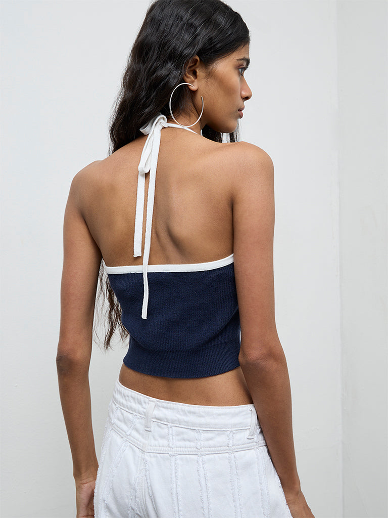Nuon Navy Ribbed Top