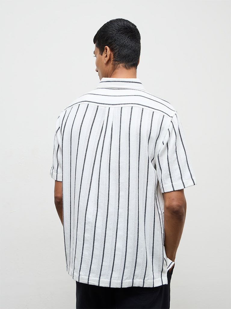 ETA White Striped Relaxed-Fit Cotton Shirt