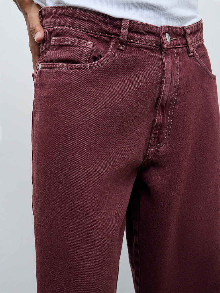 Nuon Red Relaxed-Fit Mid-Rise Jeans