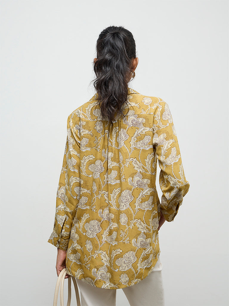 Utsa Mustard Floral Design Tunic