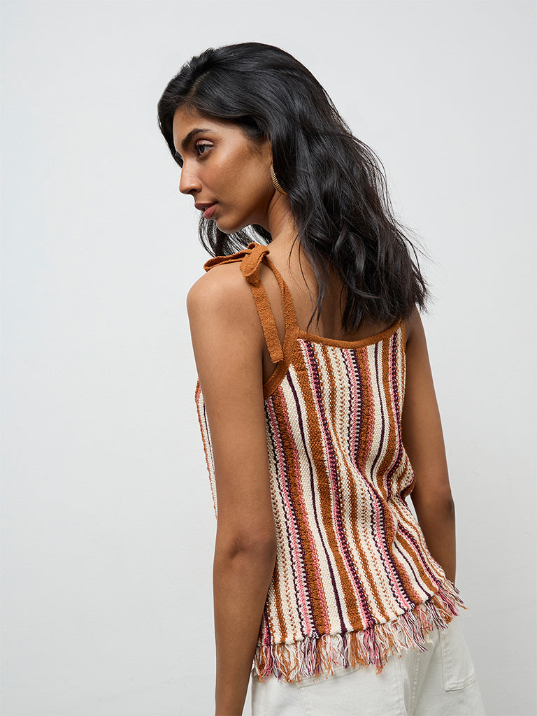 LOV Multicolored Knitted Cotton-Blend Top