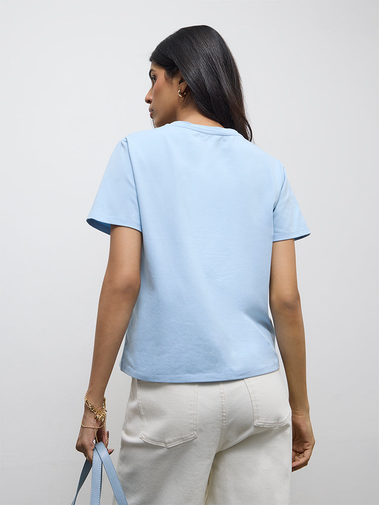 LOV Blue Graphic Design T-Shirt