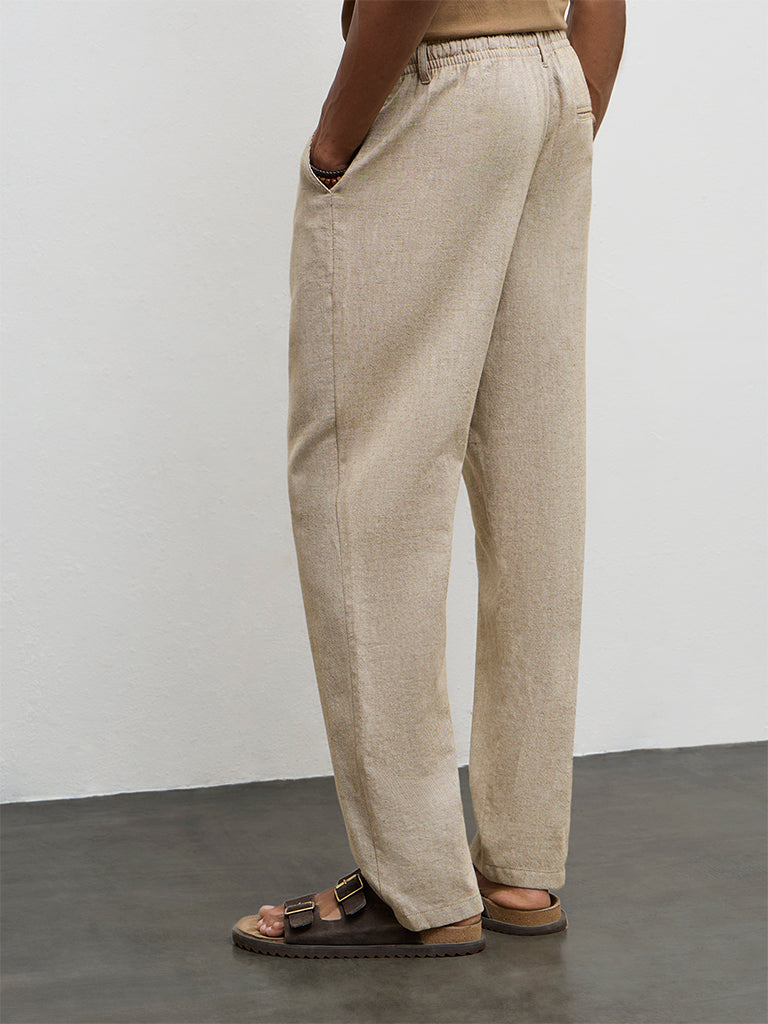 ETA Beige Relaxed-Fit Mid-Rise Cotton-Blend Chinos