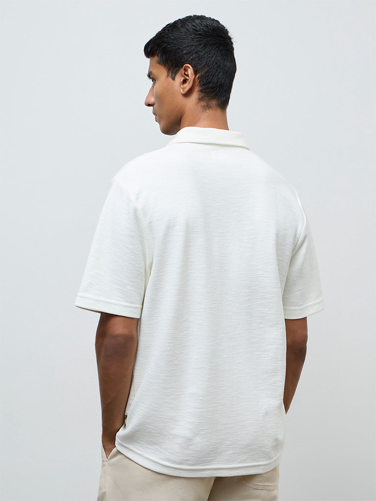 ETA Off-White Textured Relaxed-Fit Cotton-Blend T-Shirt