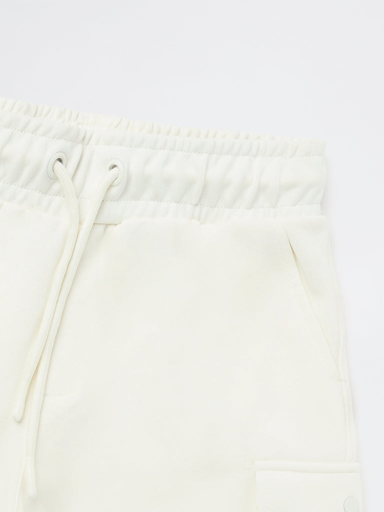 Boys Off-White Mid-Rise Cotton-Blend Shorts