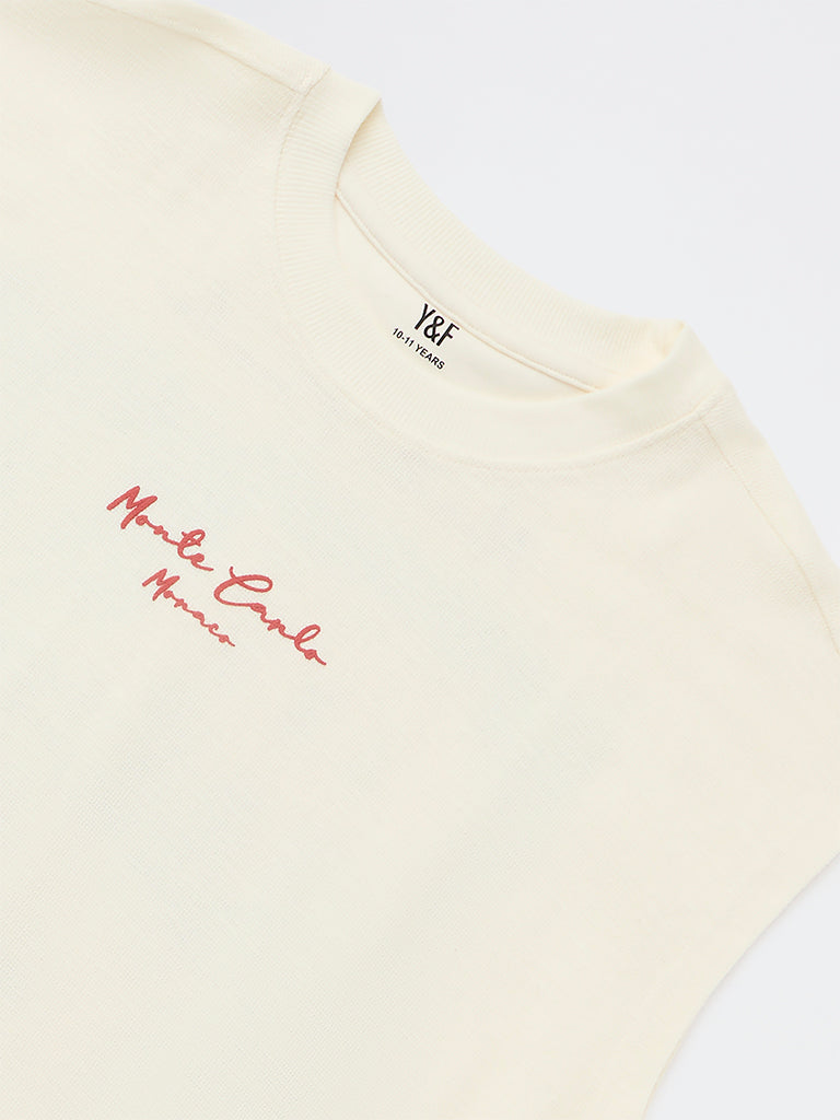 Boys Off-White Landscape Printed Cotton T-Shirt