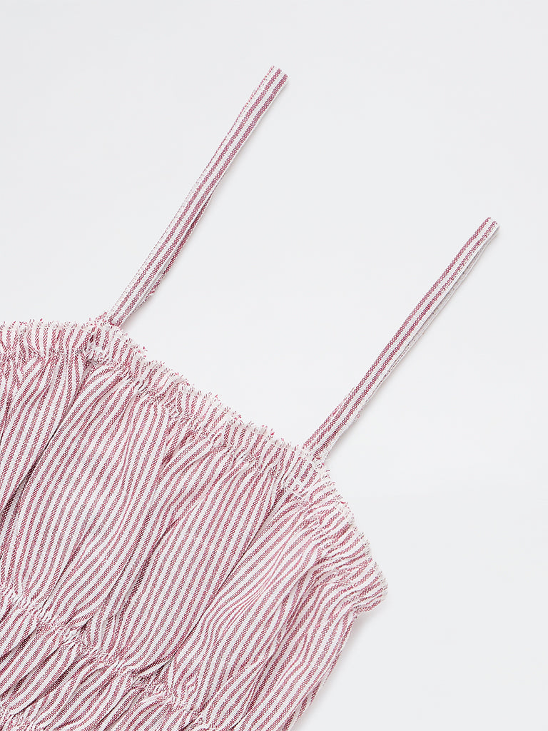 Girls Dusty Rose Striped Peplum Top