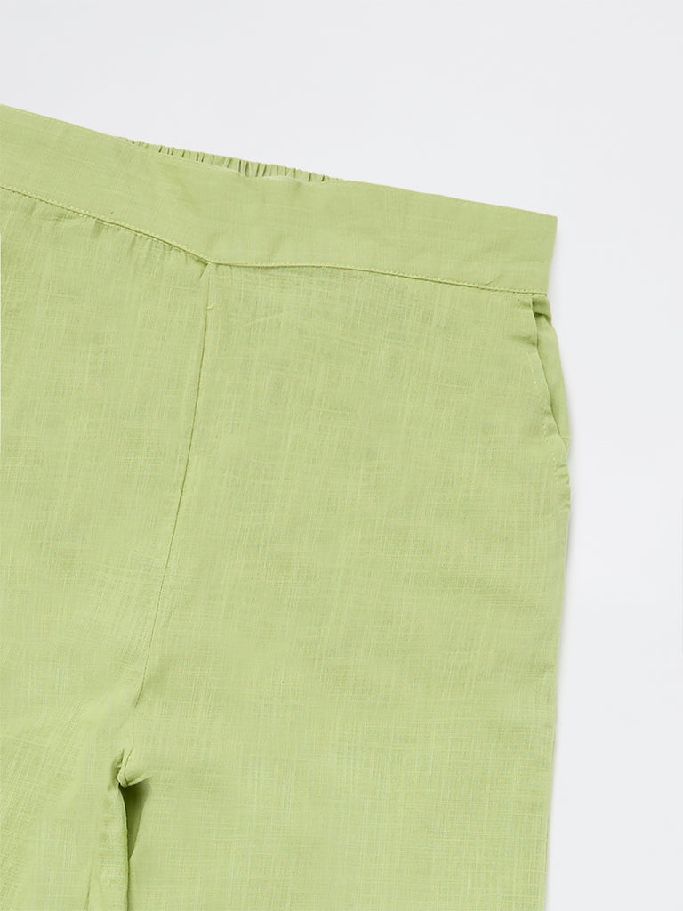 Utsa Kids Girls Green Cotton Ethnic Pants - (8-14 yrs)