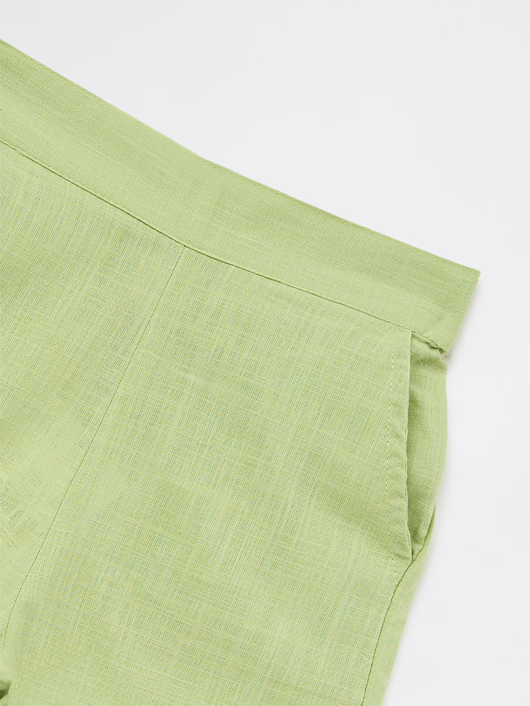 Utsa Kids Girls Green Cotton Ethnic Pants - (2-8 yrs)