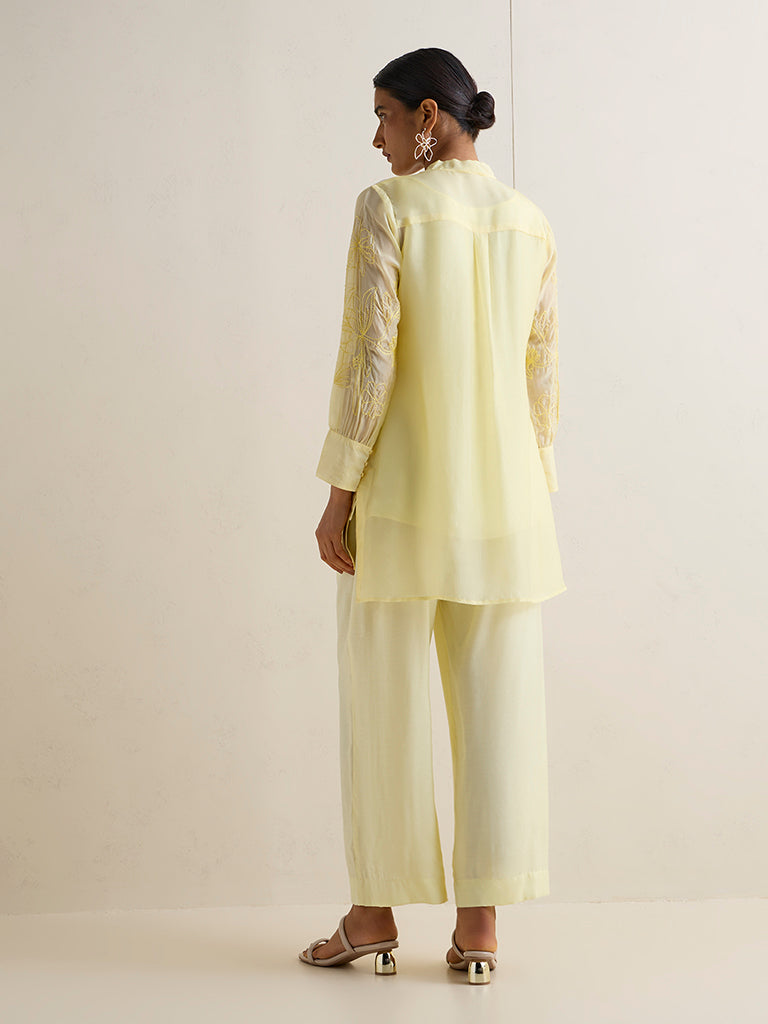 Vark Yellow Floral Embroidered Co-ord Set
