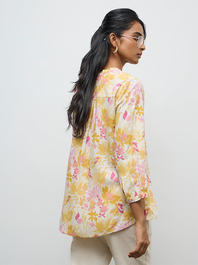 Utsa Yellow Floral Design Tunic