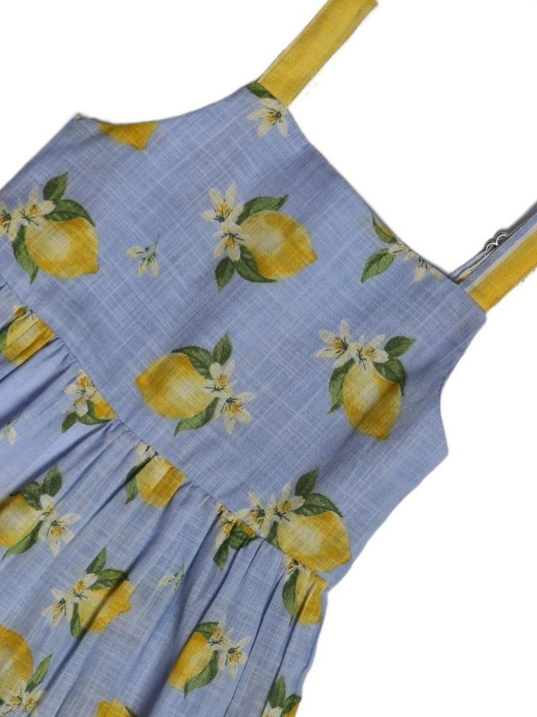 Utsa Kids Girls Blue Tiered Flared Cotton Dress - (2-8 yrs)