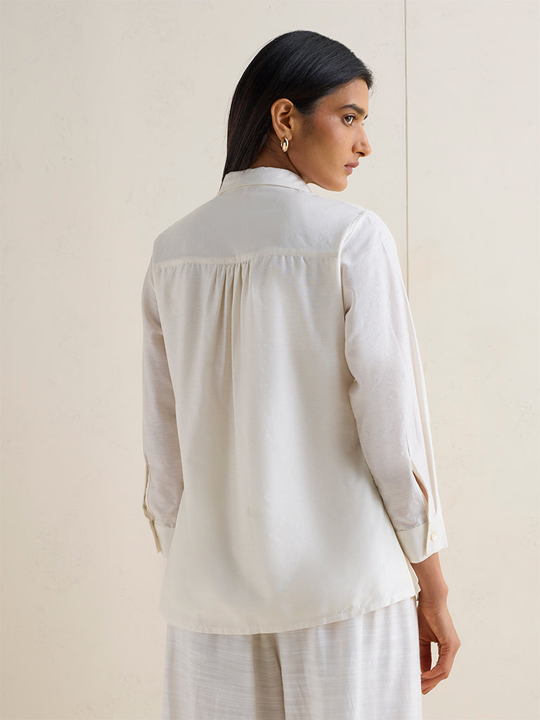 Zuba White Floral Embroidered Cotton-Blend Tunic
