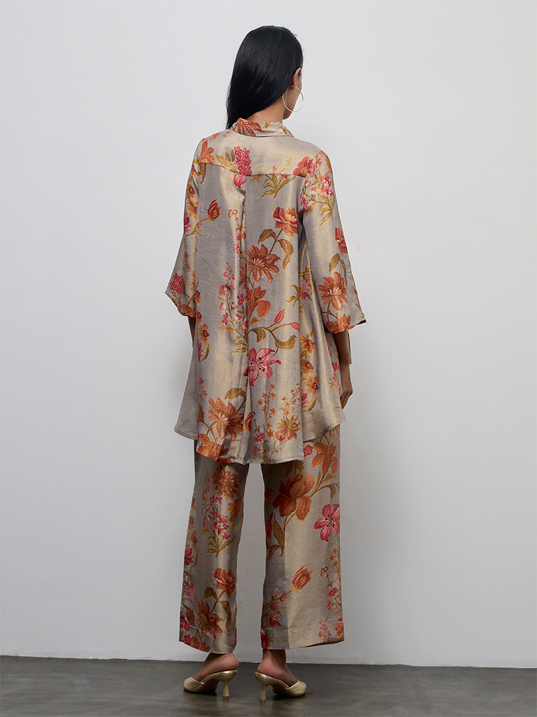 Vark Grey Floral Pattern Co-ord Set