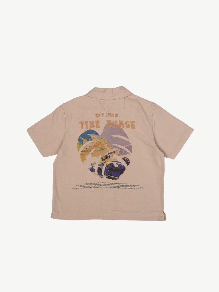 Boys Beige Embroidered Cotton Shirt