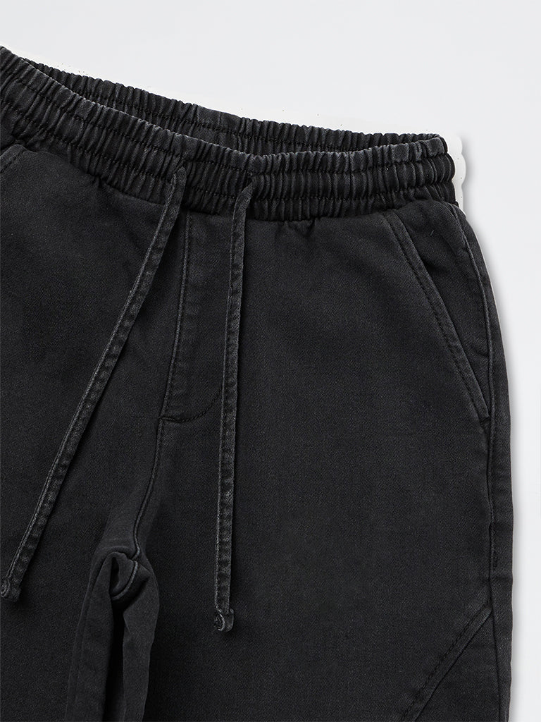 Girls Black High-Rise Relaxed-Fit Jeans