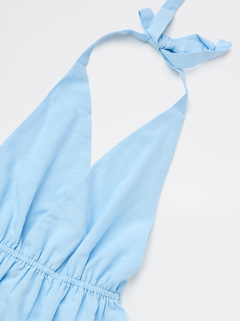 Girls Blue Halter-Neck Top