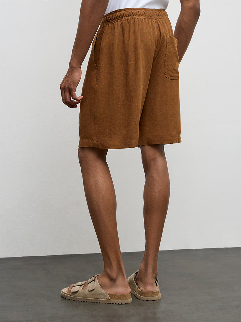 ETA Light Brown Relaxed-Fit Mid-Rise Shorts