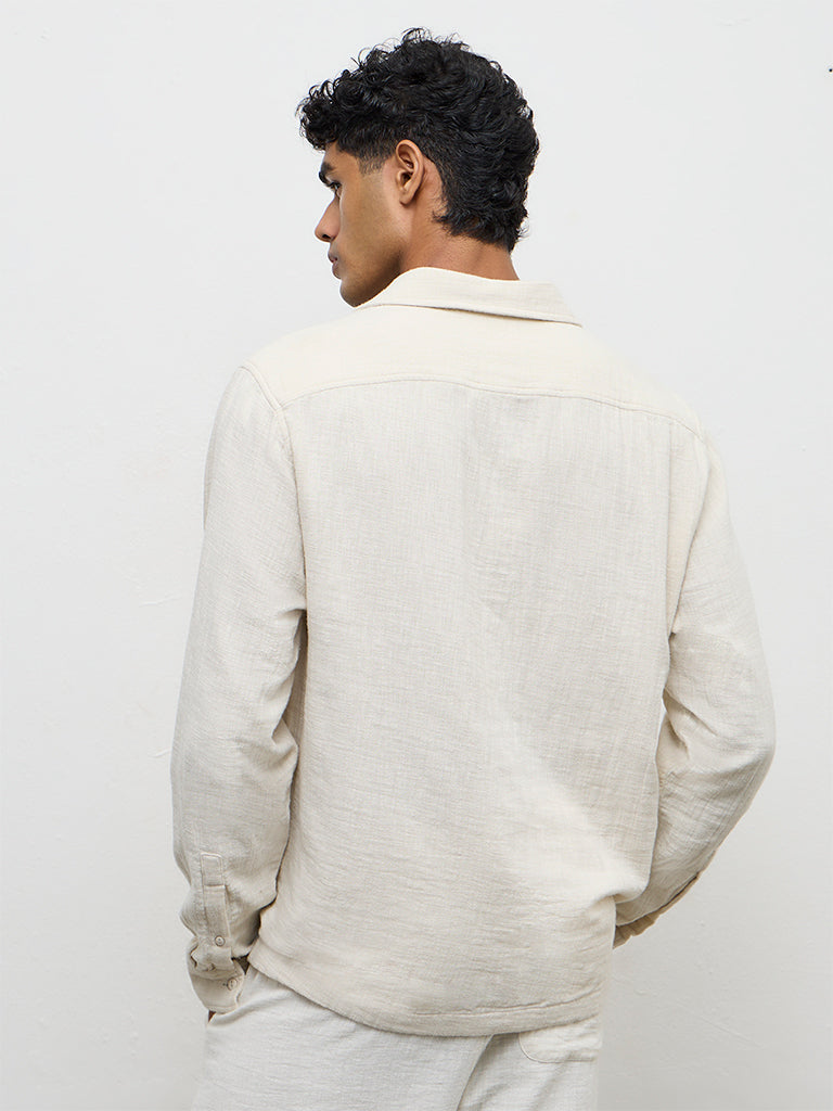 ETA Off-White Textured Relaxed-Fit Cotton Shirt
