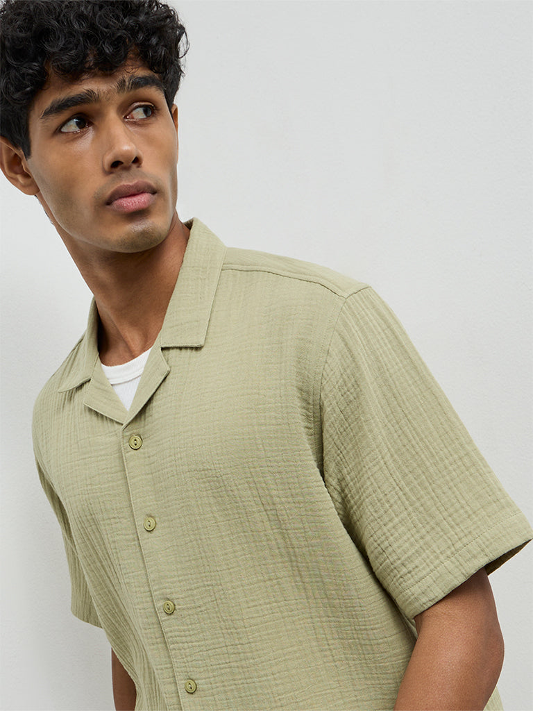 ETA Sage Crinkle-Textured Relaxed-Fit Cotton Shirt