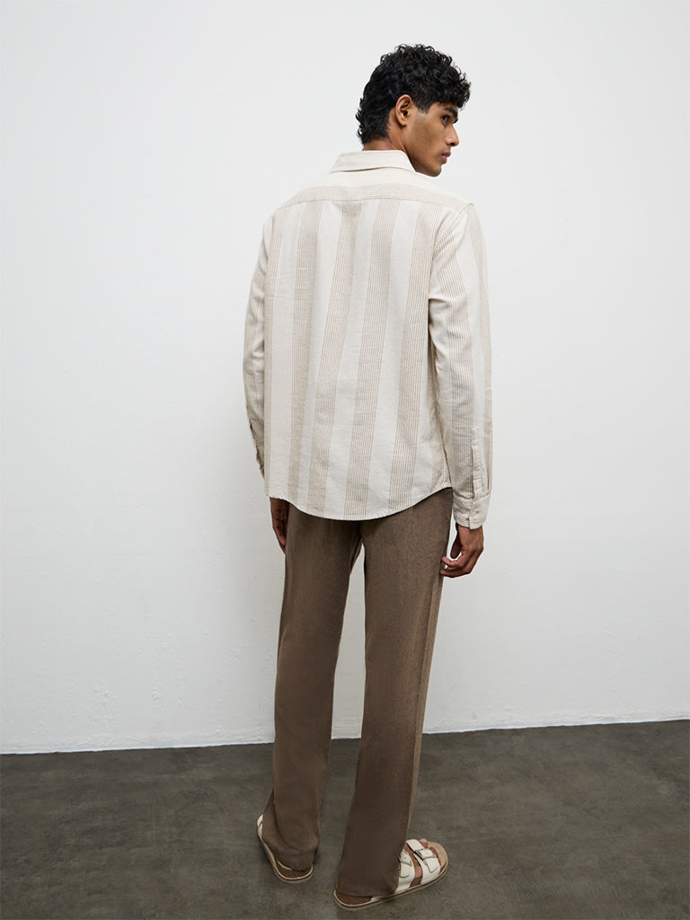 ETA Off-White Striped Relaxed-Fit Cotton-Blend Shirt