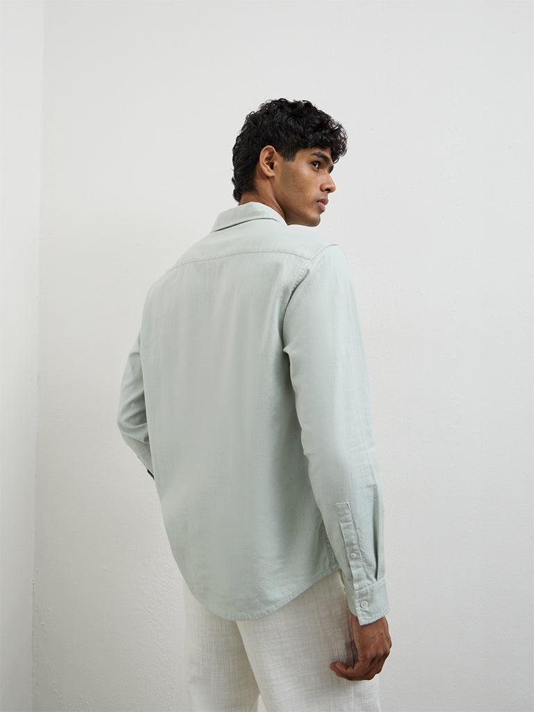 ETA Light Teal Relaxed-Fit Cotton-Blend Shirt
