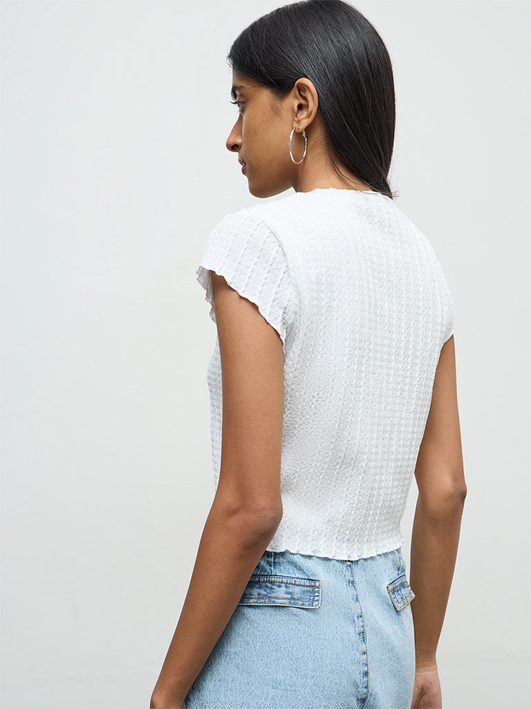 Nuon Off-White Textured Top