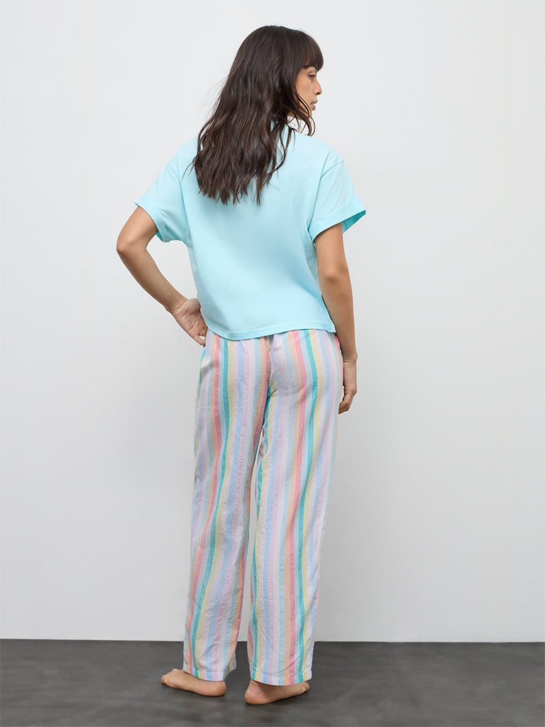 Wunderlove Multicolor Striped High-Rise Cotton Pants