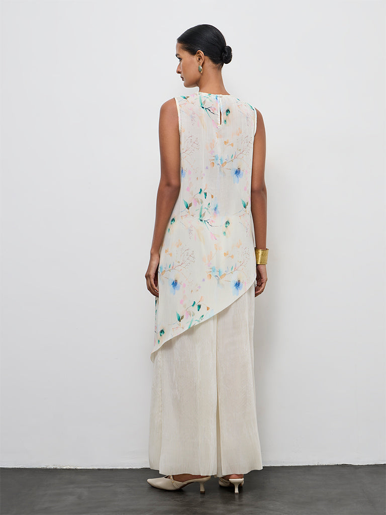 Vark Off-White Floral Printed Ethnic Set