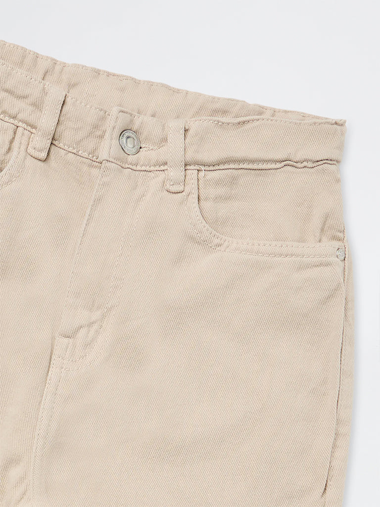 Girls Taupe High-Rise Jeans
