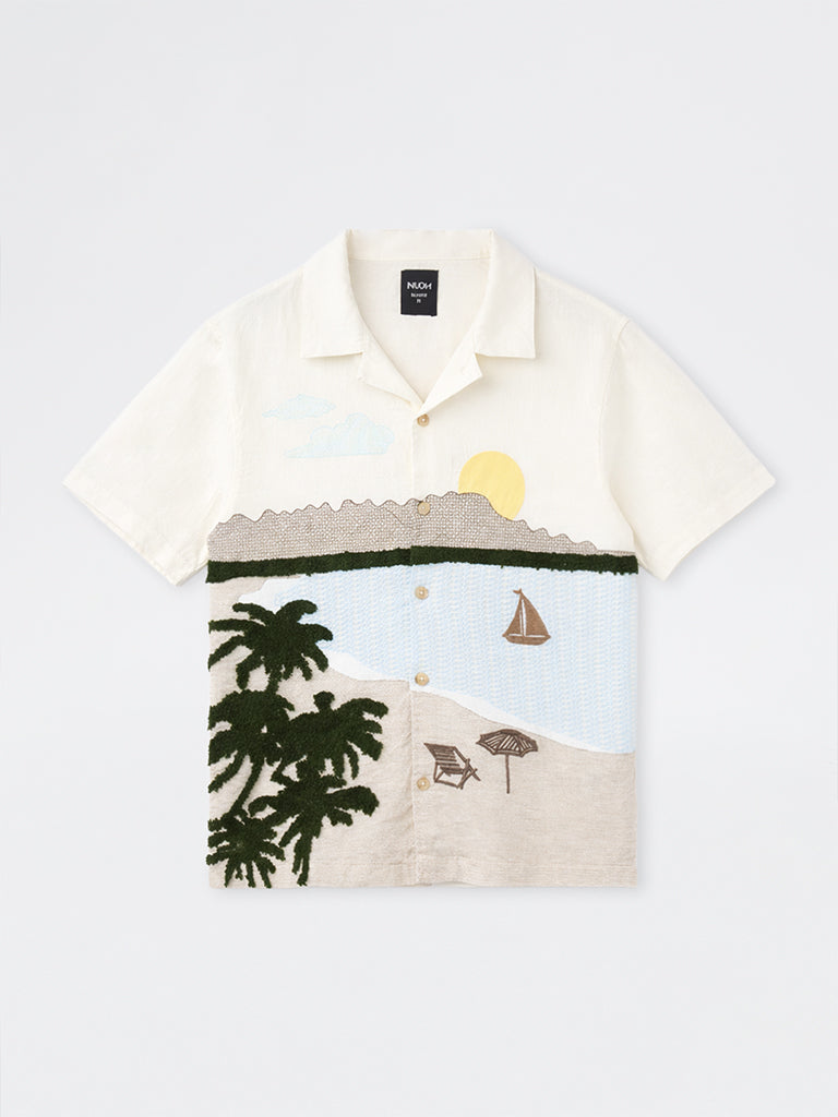 Nuon Off-White Scenic Embroidered Relaxed-Fit Shirt
