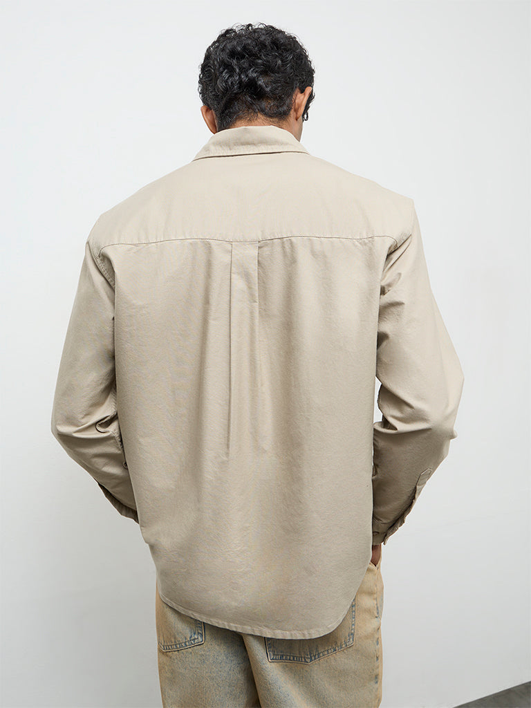 Nuon Light Beige Relaxed-Fit Cotton Shirt